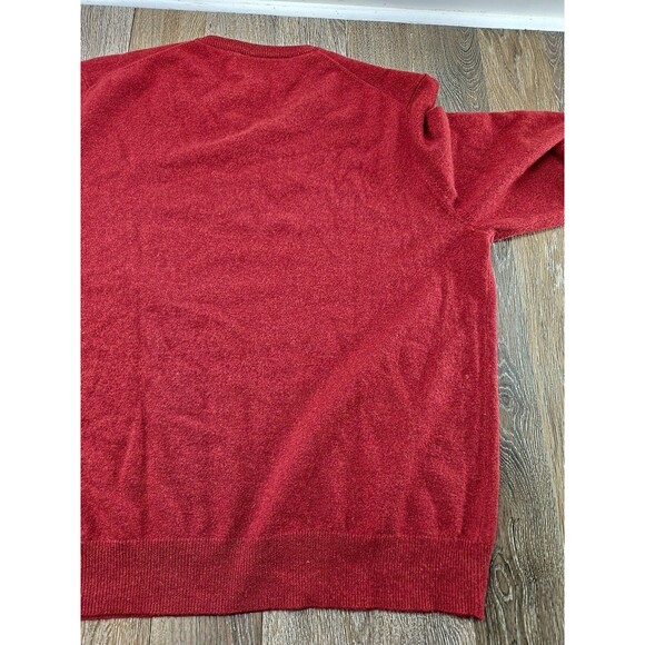 Black Brown 2 Ply Cashmere Sweater Men's XL V-Neck Red Long Sleeve Luxury - Picture 9 of 9